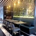 Dimbulah Coffee - Raffles Hospital | Product Seen: [Customised Laminated Tabletop With Natural Plywood Edging + Cosson Table base, Back to Back Booth Seat (Storage optional) & Customised Furniture]